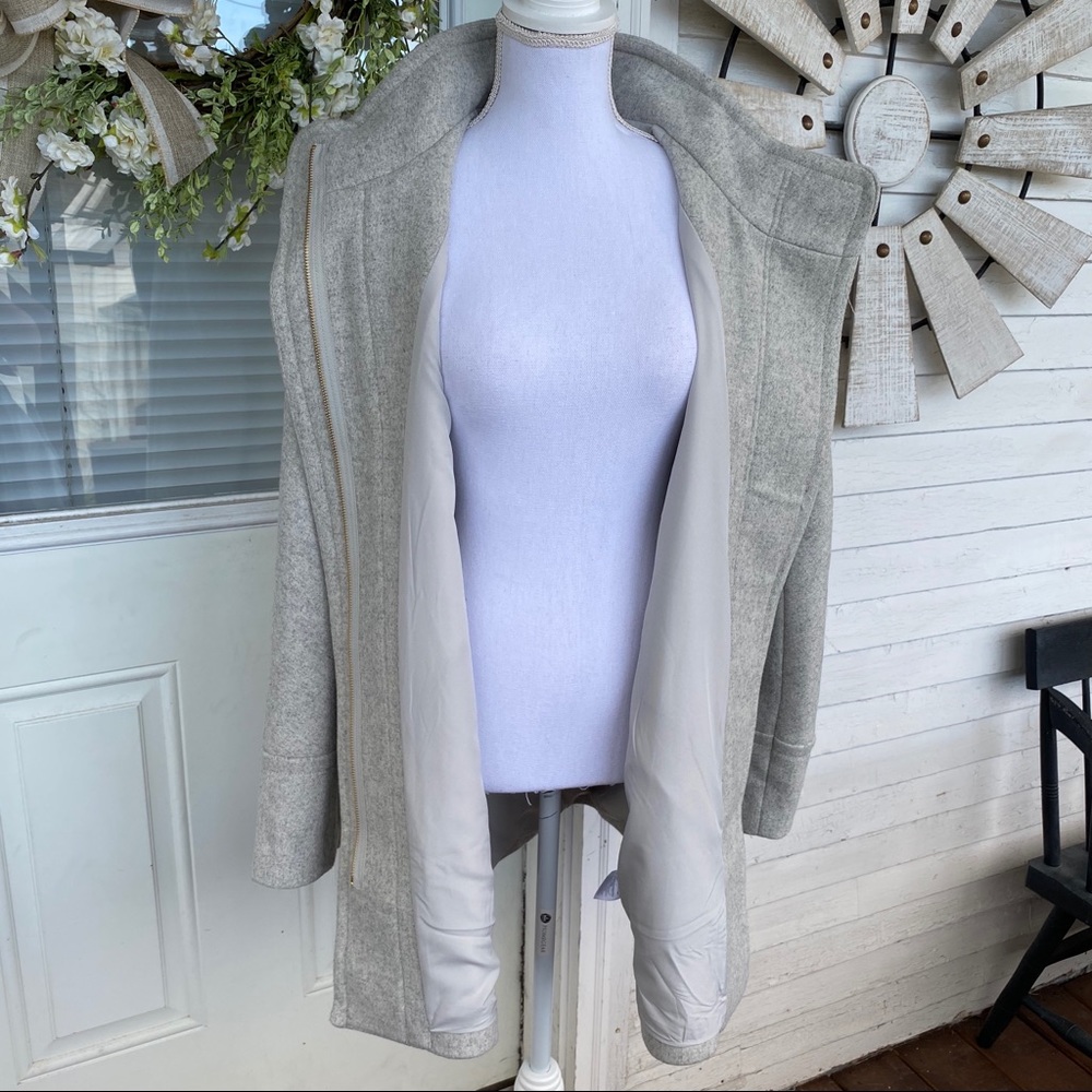 New! J Crew Heather Grey Stand Collar Wool Coat - Picture 12 of 15